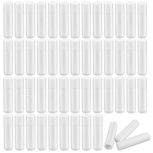 Dadabig 50 Pcs Envases de Labios Bálsamo Contenedor Vacío de Pintalabios Tubos de Bálsamo de Plástico para DIY Lápices,Blanco